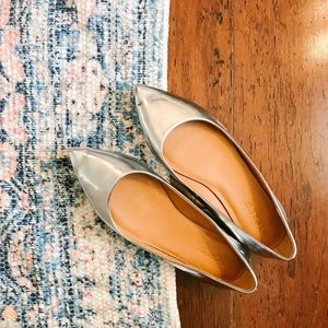 J Crew Amelia Silver Metallic Flats